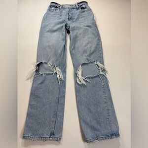 Abercrombie & Fitch Distressed Light Blue Straight Jeans